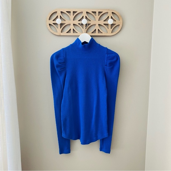 Free People Long Sleeve Turtleneck Top Blue Sz Small - Picture 1 of 8
